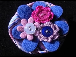 Blue and Pink Crochet Flower Corsage